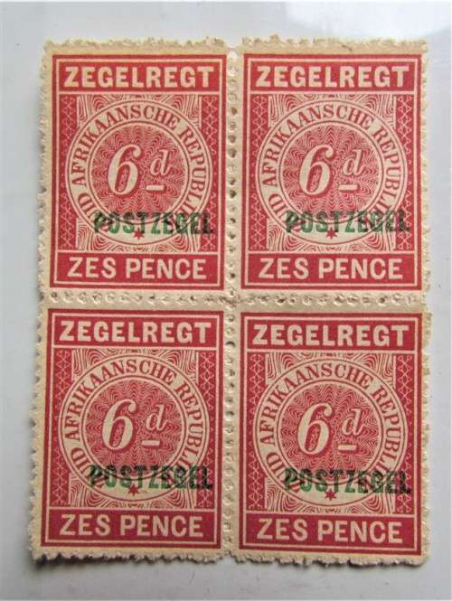 Transvaal TRANSVAAL MINT 6d REVENUE POSTZEGEL OVPT