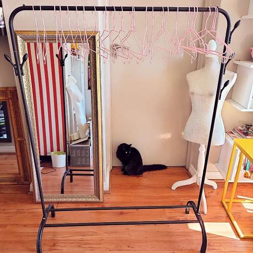 Clothes Lines & Racks Black Metal Clothes Rack with 24pc Hangers for