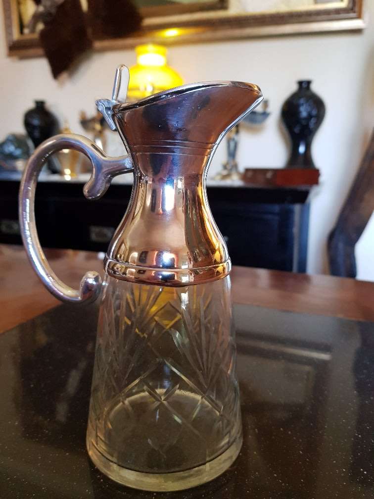 Decanters Exquisite Vintage Crystal Pitcher with Silver plated Lid