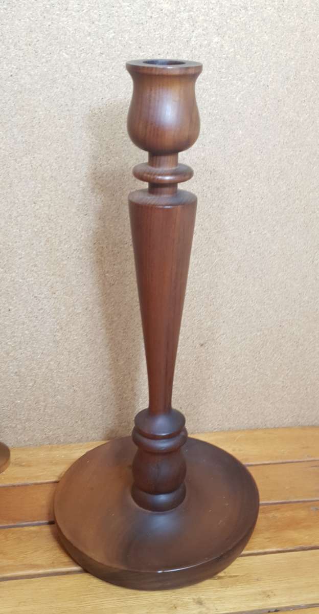 Candlesticks & Candle Snuffers Rare Antique WALNUT `LIGNUM VITAE` Wood Turned Candle stick
