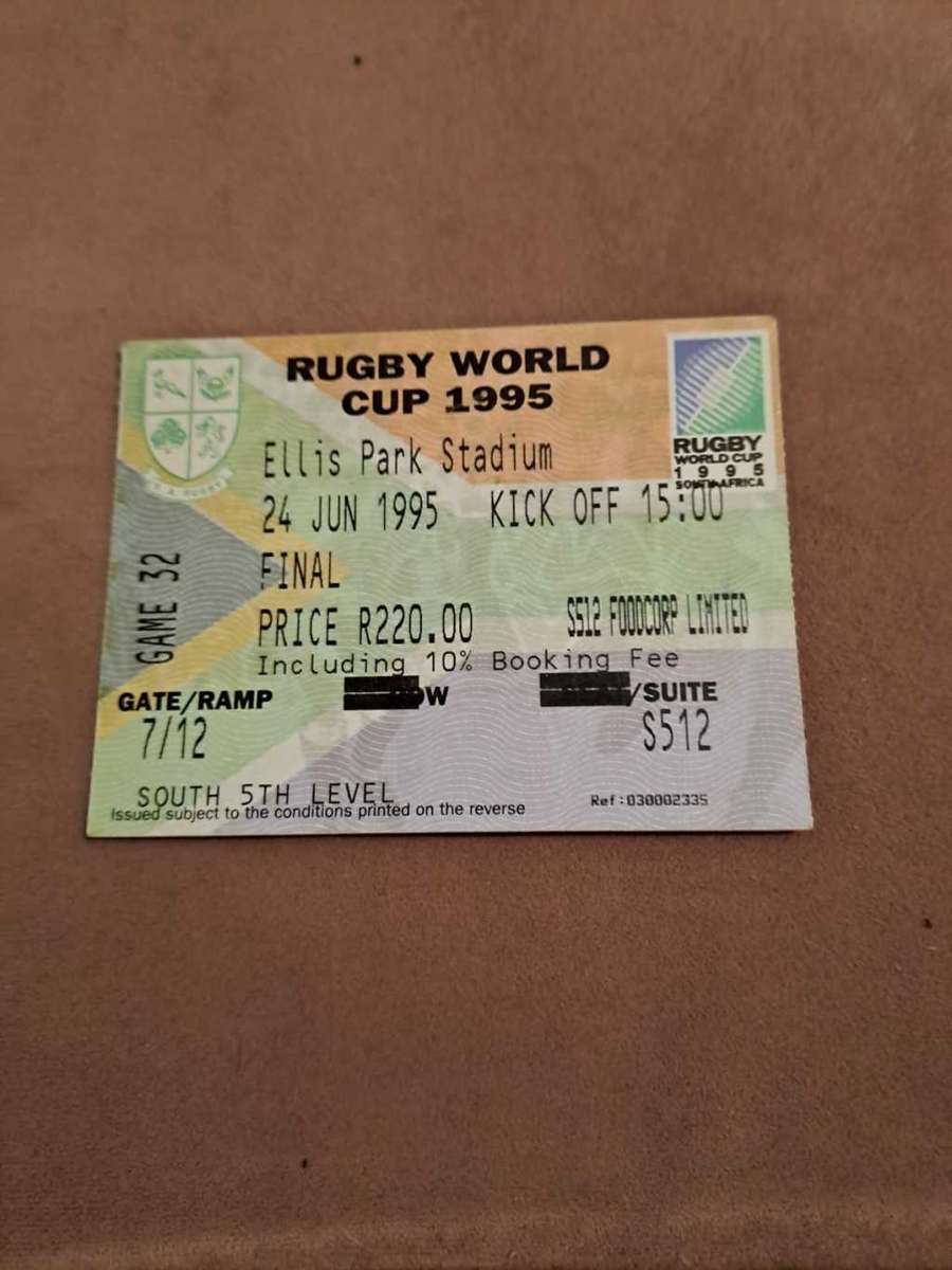 Sporting Memorabilia - Rugby World Cup Final Ticket 1995 was sold for ...