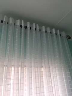 Curtains - EYELET CURTAINS CHECK VOILE 5M x 230CM WHITE OR CREAM READY ...