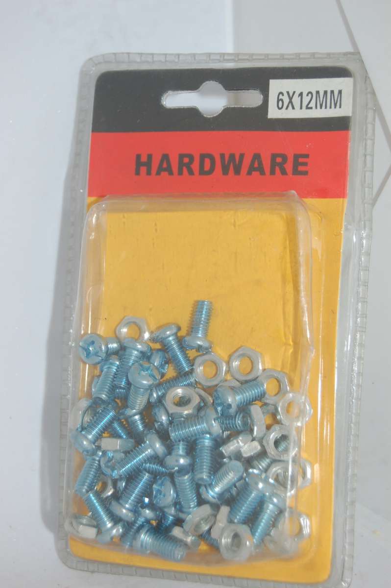 Nails, Screws & Fasteners PACK OF 6MM BY 12MM ZINC PLATED GUTTER BOLT