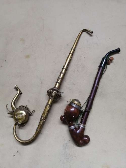 Smoking Accessories TWO STUNNING VINTAGE SMOKING PIPES was sold for