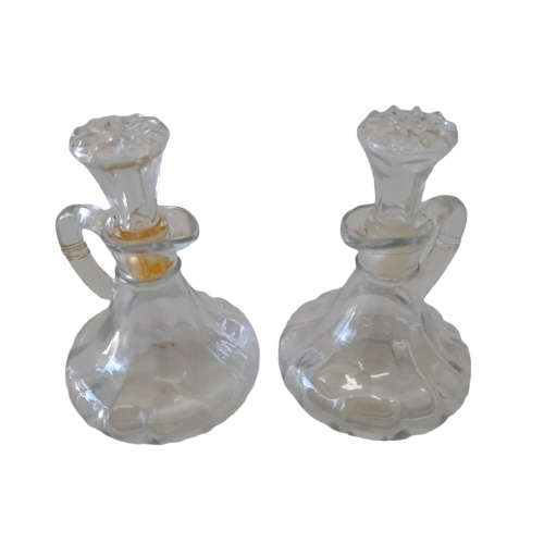 Bottles 2 x Vintage Glass Cruets with Glass Stopper for sale in