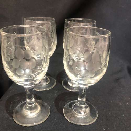 Drinking Glasses & Stemware Glasses Grape etched glasses set of 4 was