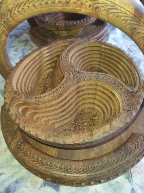 Other Kitchenalia TWO HAND CARVED AFRICAN WOOD COLAPSABLE SERVING