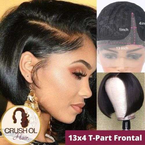 Wigs Donna Brazilian Tpart Frontal Pixie Bob Wig Side Part Pre