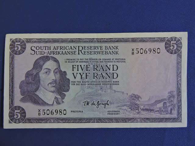 TW de Jongh - South African Reserve Bank R5 Five Rand Bank note TW de ...