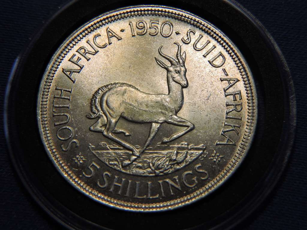 Five Shillings - 1950 SA Union 5 Shilling Crown Silver coin # AMAZING ...