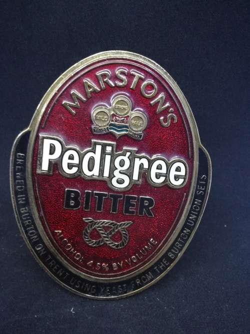 Signage - Vintage Enamelled Marstons Pedigree Bitter - Metal Pump Clip ...