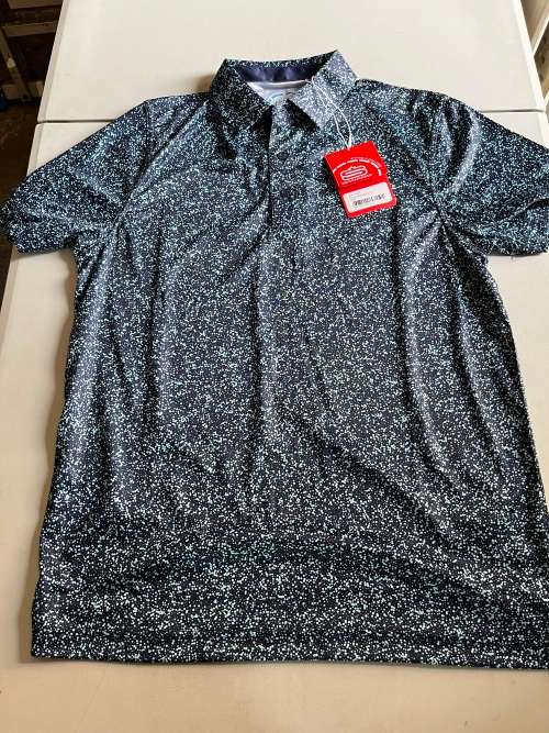 Shirts Swagg Mens golf polo Navy Aqua sky Medium Dry Tech was
