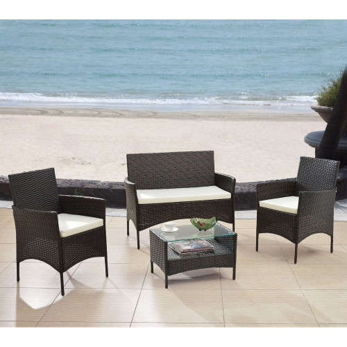Furniture Sets - Atlantis 4 Piece Wicker Patio Outdoor Living Set with