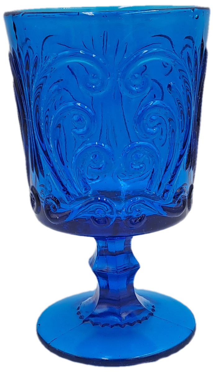 Blue Fluted Glass Wine Goblet 7.5x7.5x20.5cm
