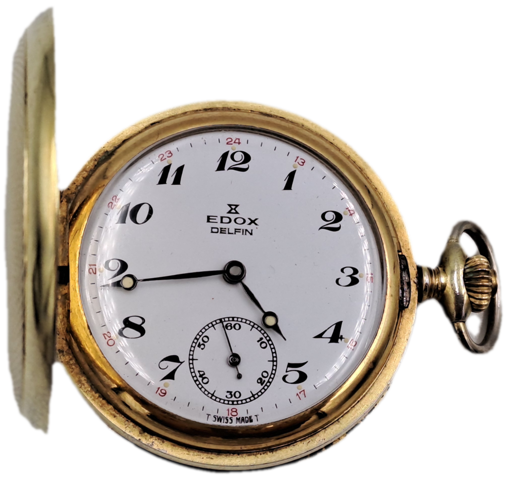Pocket Watches Vintage Swiss Made Delfin EDOX Pocket watch Not working was sold for R300.00