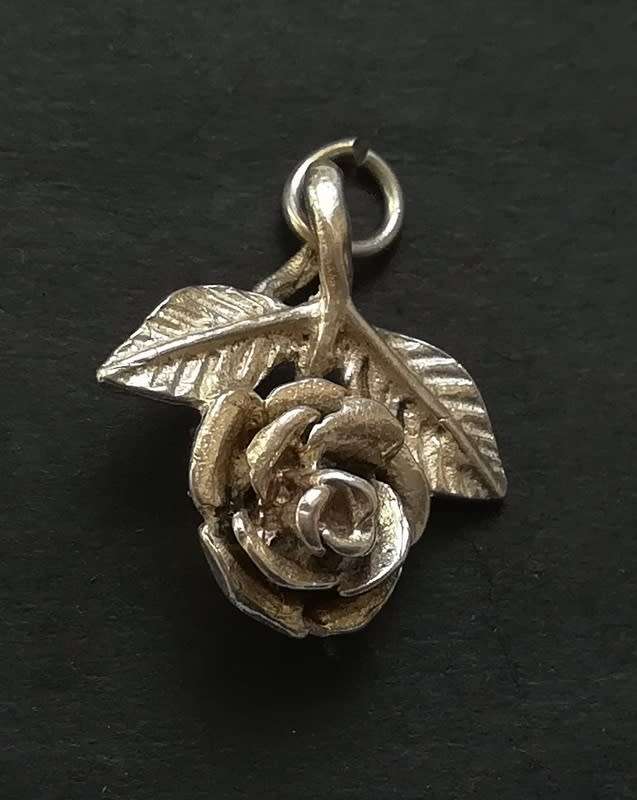 Charms & Charm Bracelets STERLING SILVER ROSE CHARM/PENDANT 17X17MM