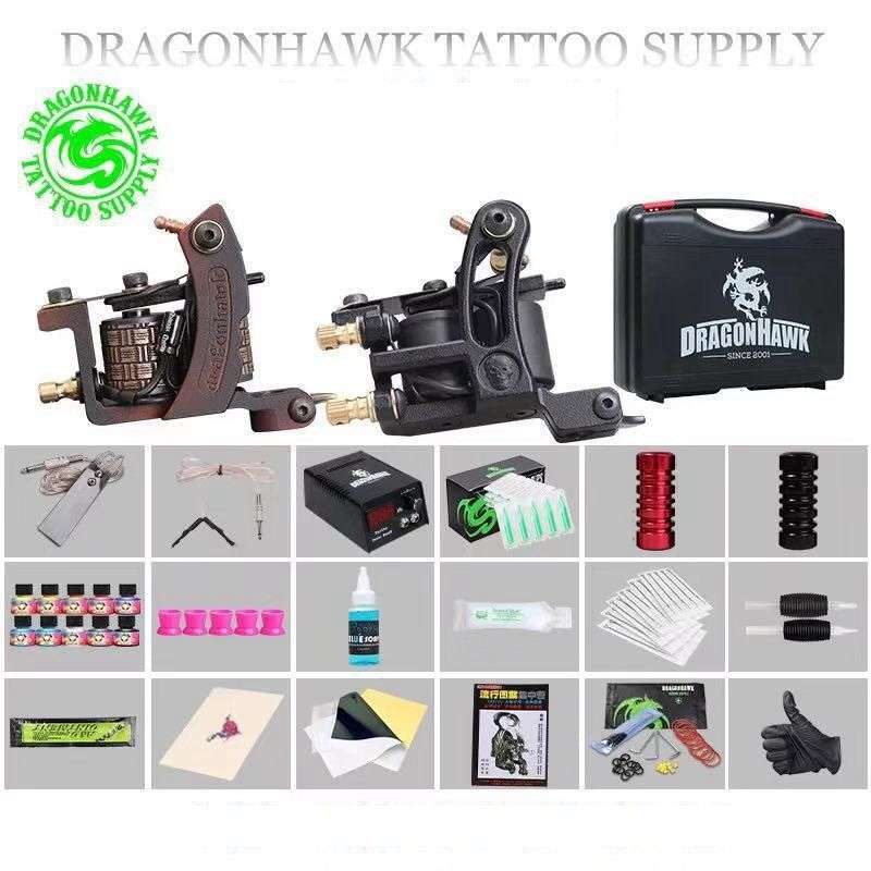 Dragonhawk Complete Tattoo Kit 2pcs Coil Tattoo Machine Tattoo