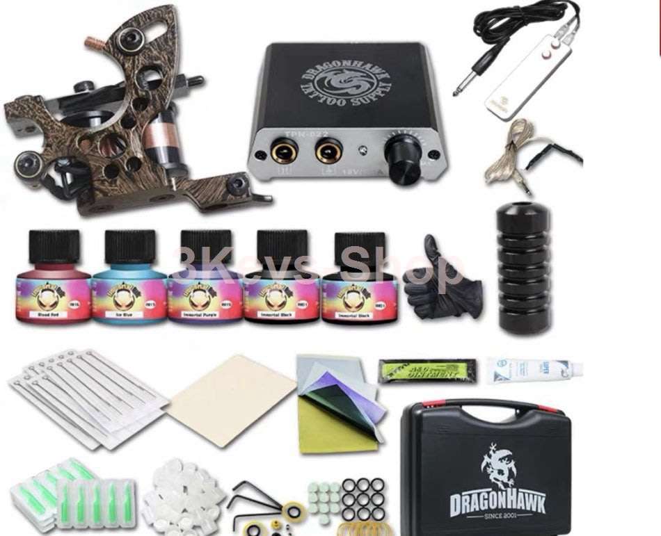 Tattoo Complete Kits Dragonhawk Complete Tattoo Kit 1 Dragonhawk Mate Tattoo Machine Gun