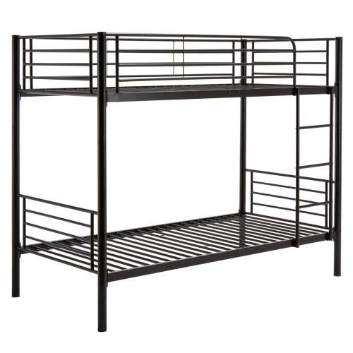Beds Hazlo Roma Single over Metal Bunk Bed with Ladder Black was