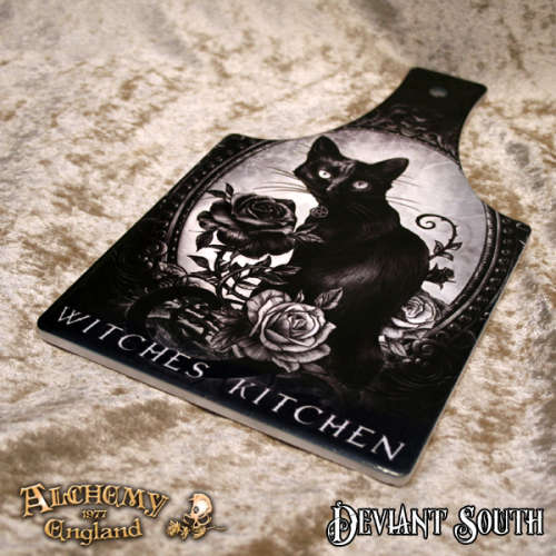 Alchemy Gothic CT4 Ceramic Cats Witches Kitchen Cutting Board