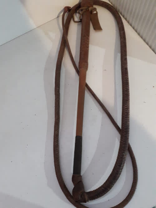 Other Antiques & Collectables - Plaited Whip wood shaft and leather ...