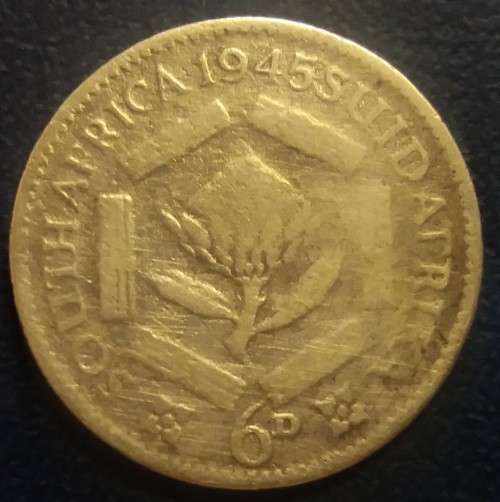 Sixpence - 1945 Union of South Africa 6d - SAU Sixpence was sold for 99 ...