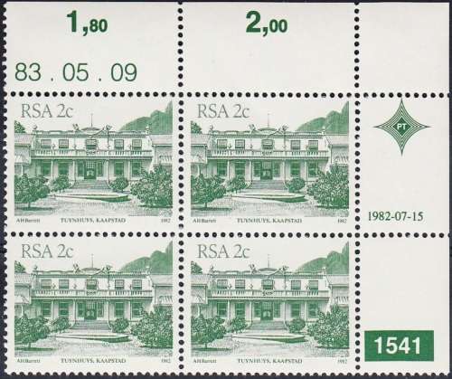 Republic of South Africa - RSA 1982 4th DEFINITIVE ISSUE 2c CONTROL ...