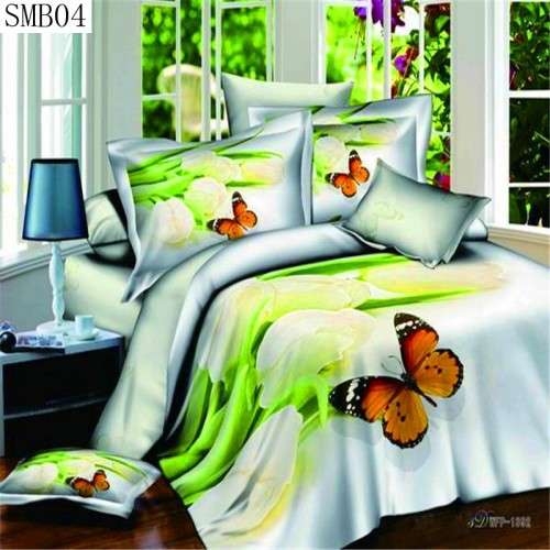 Duvet Covers & Sets 3D Duvet Bedding Green & White Flower / Butterfly