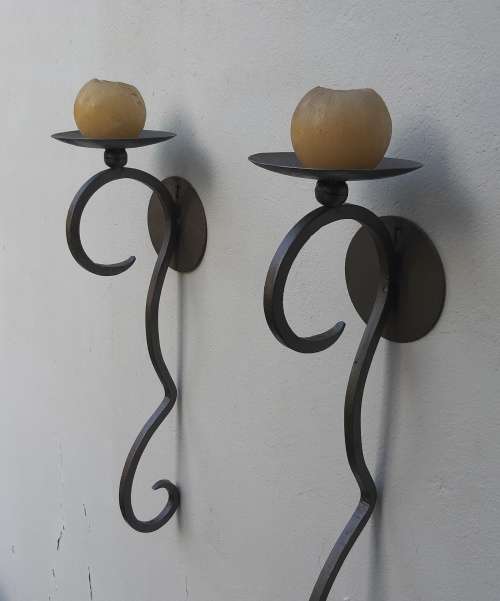 Candlesticks & Candle Snuffers TWO LARGE CAST IRON CANDLE SCONCES for sale in Johannesburg (ID
