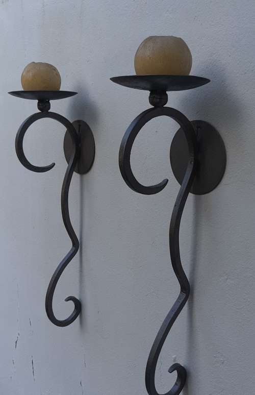 Candlesticks & Candle Snuffers TWO LARGE CAST IRON CANDLE SCONCES for sale in Johannesburg (ID