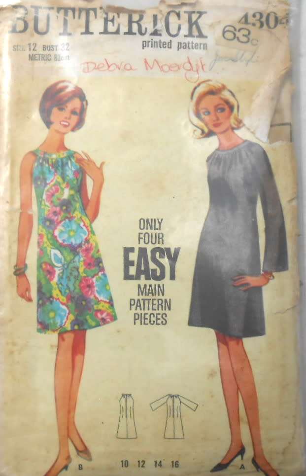 Other Sewing Accessories - VINTAGE BUTTERICK 4301 ONE PIECE DRESS SIZE ...