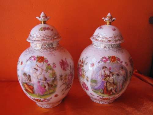 German Porcelain - Two Von Schierholz Hand Painted Lidded Scenic ...