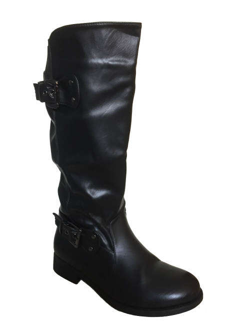 wide calf black high heel boots