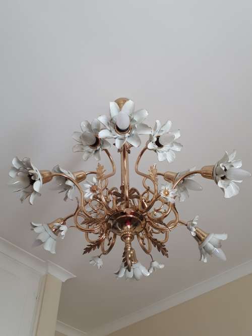 Chandeliers Italian Chandelier gold plated and porcelain was listed