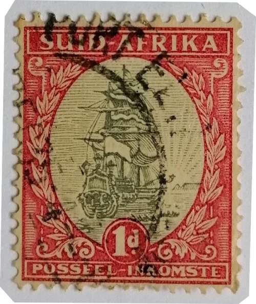 Union of South Africa 1 x used SuidAfrika 1d red and black ship