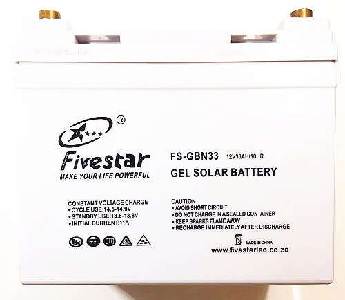 Solar Kits - Fivestar GEL Solar Battery FS-GBN33 12V was sold for R1 ...