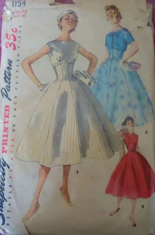 Patterns RARE V/VINTAGE SIMPLICITY 1154 ONE PIECE DRESS & JACKET SIZE