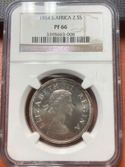 Two and a Half Shillings - 1954 2 1/2- Shilling NGC was sold for R500 ...