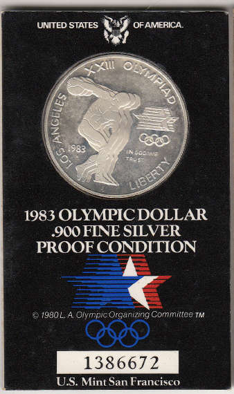 The Americas - 1983 Olympic Dollar : 90% pure Silver in Proof Condition ...