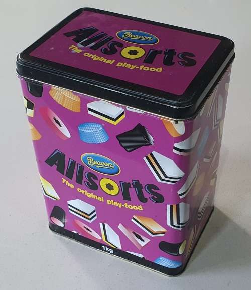 Tin BEACON LIQUORICE ALLSORTS tin as per photos for sale in