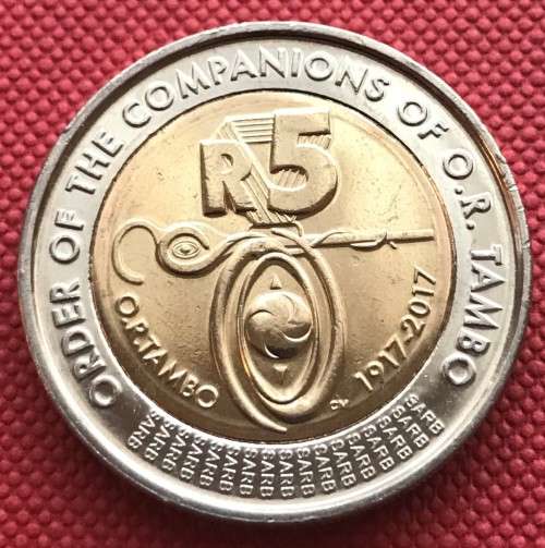 Five Rand OR TAMBO 2017 uncirculated bimetal R5 commemorative coin