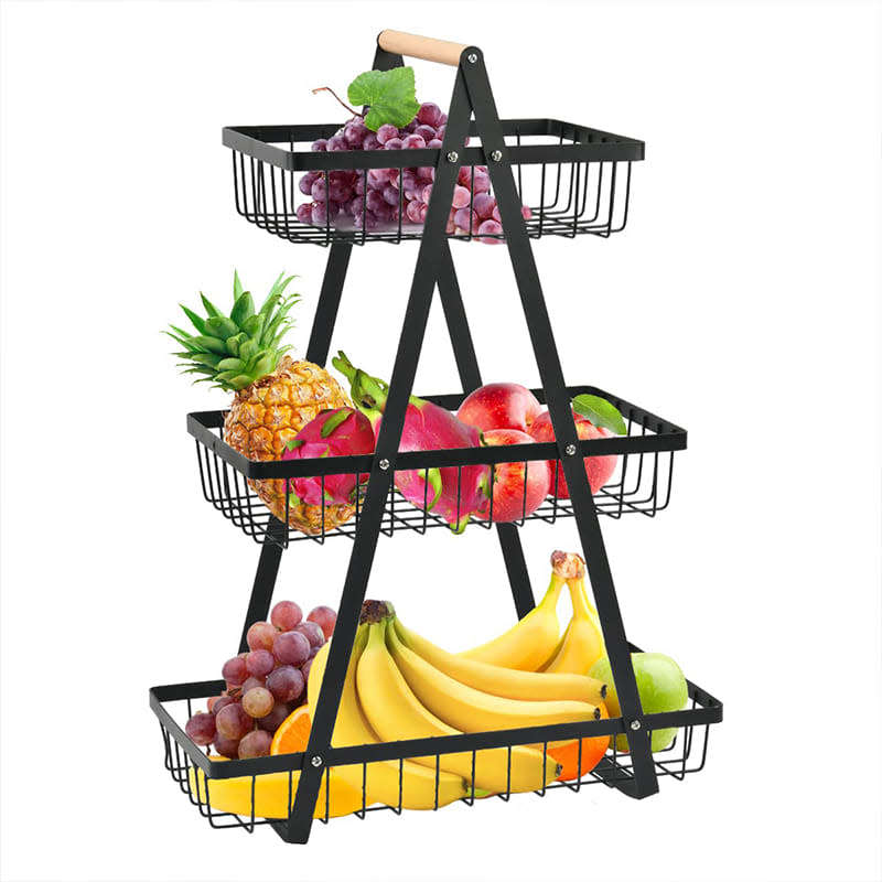 Furniture 3Tier Iron Fruit Storage Cart Metal Iron, Wood Modern