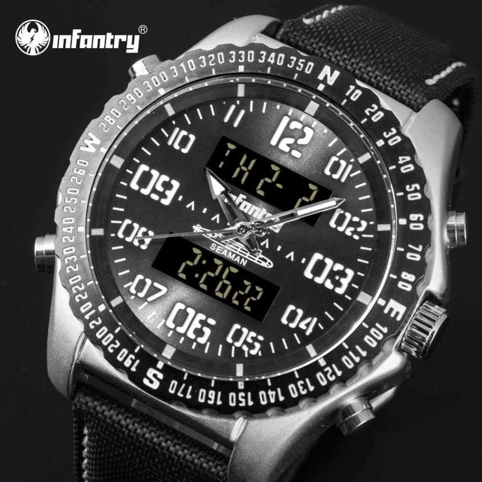 Men's Watches - INFANTRY MILITARY Men's ANA-DIGI Dual Timer Watch Brand ...