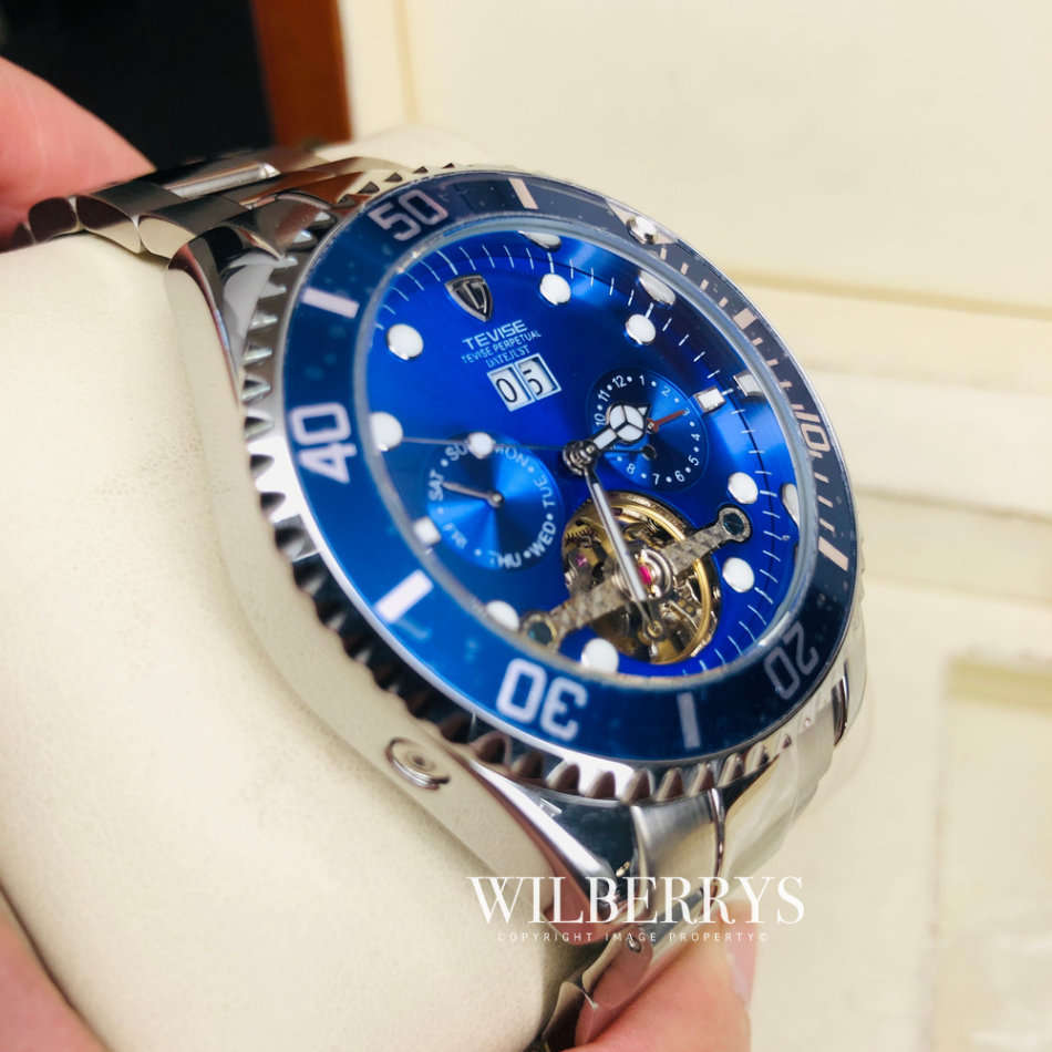 Men's Watches TEVISE ® Men`s FLYWHEEL Automatic Oceanic Blue Watch