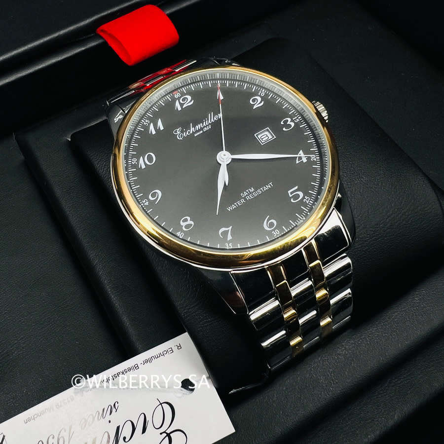 Eichmüller Since 1950 Retro Flip Uhr - Schwarz Silber