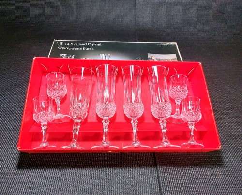 6 Longchamp 14.5 cl Cristal D'arques Crystal Champagne Flutes