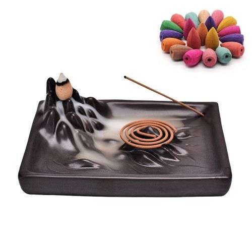 Incense & Holders Back Flow Incense Burner Kwun Lwun + 20 Backflow