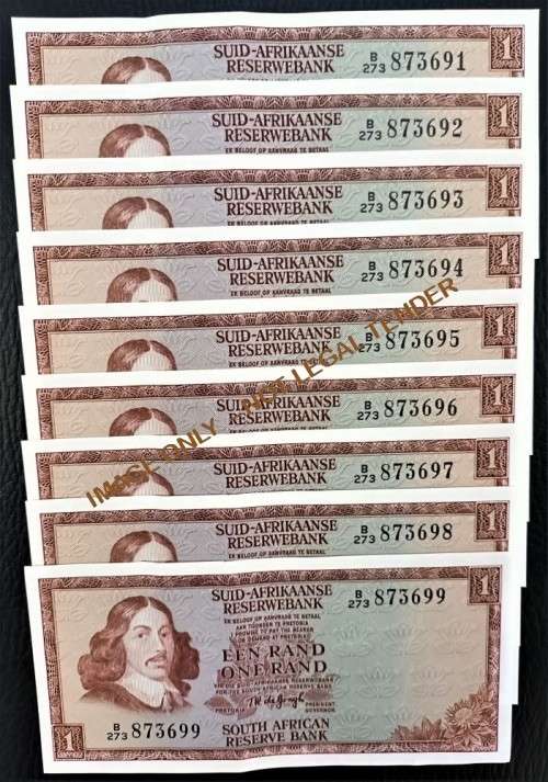 TW de Jongh - RSA ONE RAND BANKNOTES - TW DE JONGH - 9 NOTES IN SERIES ...