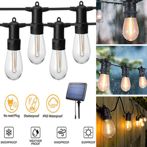 Light Bulbs 10M Waterproof Solar Bulb String Lights Outdoor Courtyard
