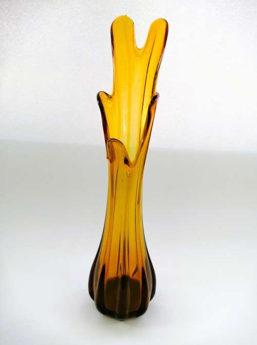 Vases Vintage Hand blown Amber finger glass swung vases for sale in